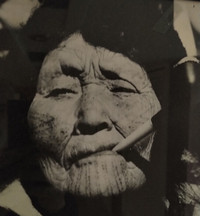 Old Native Women Smoking Pipe - Black & White Picture 18(w) x 22