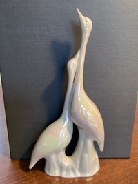 PRICE DROP! "Capodimonte" Iridescent Porcelain Cranes Figurine