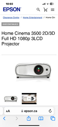 Epson Home Cinema 3500  2D/3D 1080p 3LCD Projector
