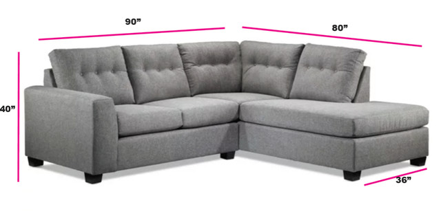 Grey Gray Sintra TWO PIECE Sectional with Chaise (Right-Facing) in Couches & Futons in City of Toronto - Image 4
