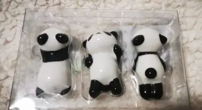 3Pcs Cute Mini Panda Porcelain Ceramic Chopsticks Rest Holder, View more