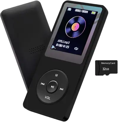 Portable 32GB MP3 Player with Speaker, HiFi Lossless Sound, 1.8", View more