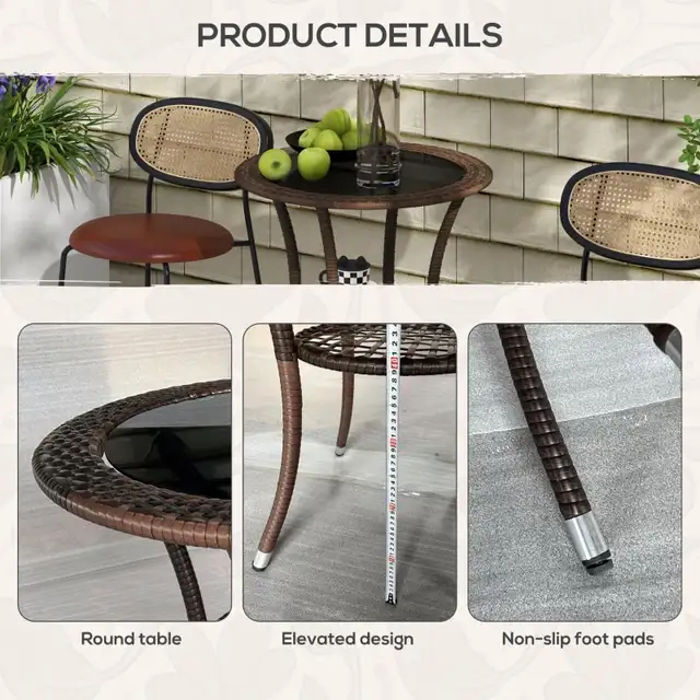 Outdoor Rattan Dining Table, Patio Wicker Round Coffee Table  in Other Tables in Markham / York Region - Image 8