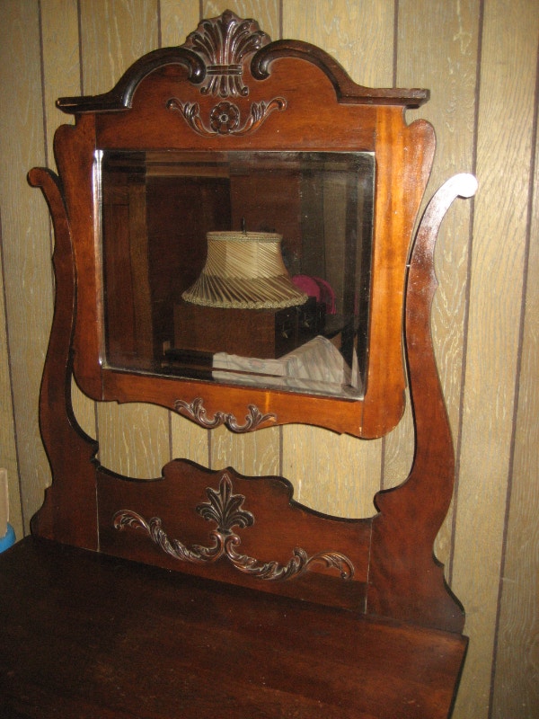 Antique Dresser with Mirror Frame and 5 Drawer Highboy Dresser Dressers & Wardrobes Winnipeg