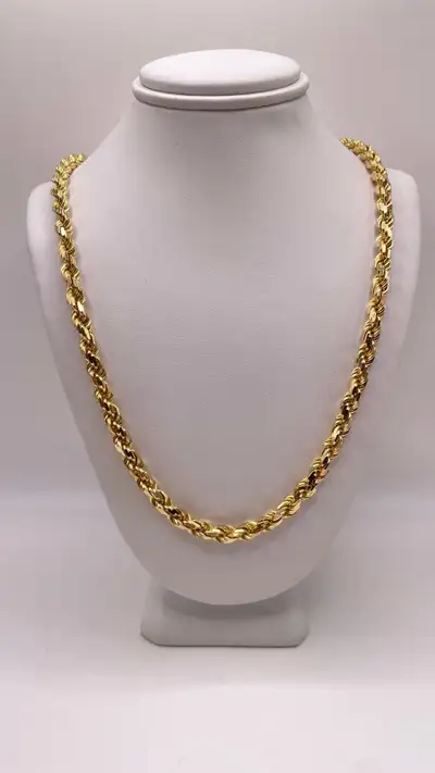 5mm Solid Rope Chain In 10 KT Yellow Gold Product Details: - 10 KT Yellow Gold - Width: 5mm - Length...