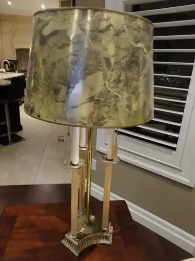 Three Stem Candlestick Holder Style Table Lamp great shape, View more