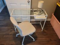IKEA Glass Table, Chair and Lamp like new
