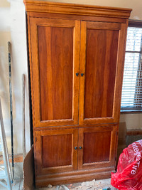 2 pce  deluxe cherry wood media cabinet.