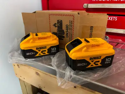 BNIB Dewalt 10AH batteries and 4amp chargers, View more