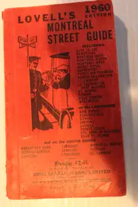 Vintage Montréal Street Guide  Jon Lovells  & son  1960 MOLSON