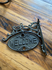 2 sided Welcome / Go Away cast iron hanging sign. 