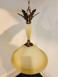 Antique glass pendant chandelier pair (2)