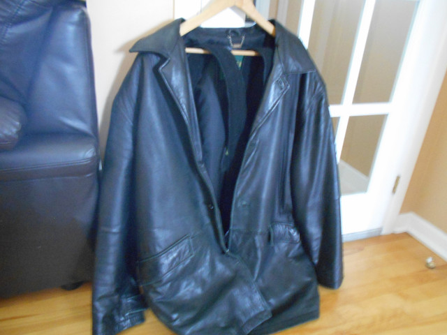 1-MANTEAU EN CUIR VERITABLE NOIR DANIER CANADA,XL-TG. dans Autre  à Longueuil/Rive Sud - Image 2