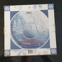 Libbey Glass Christmas Snowman Platter Plate