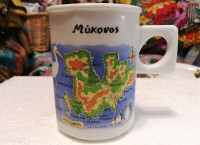 MYKONOS GREEK ISLAND CERAMIC HEXAGON COFFEE MUG