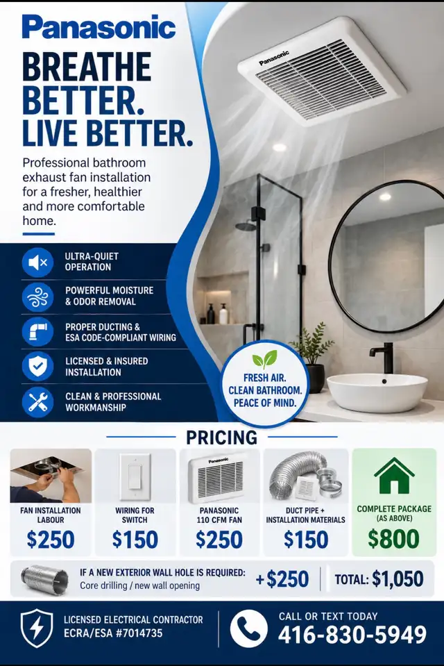 Bathroom Exhaust Fan Installation & Replacement