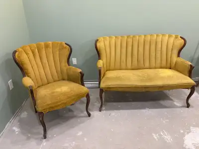 Vintage Loveseat and Chair, View more