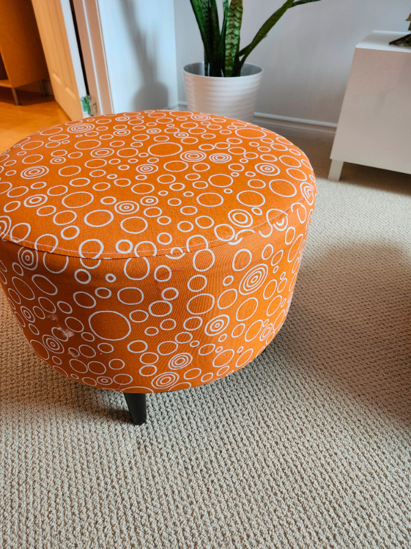 Playful Round Fabric Ottoman in Other in Ottawa