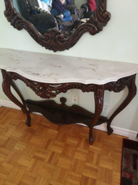 Consol marble table with mirror