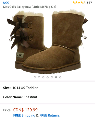 Ugg girls winter boots Bailey Bow Tan Sz 11 *like new*, View more