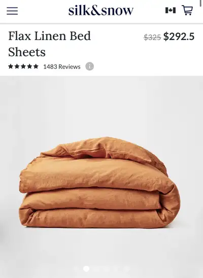 Free Delivery $330 Silk&Snow Flax Linen Duvet Cover, Copper, Q, View more