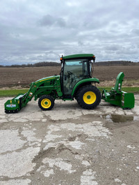 2020 John Deere 3033R Compact Tractor with Cab and 5 Attachments