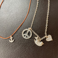 4 Cute costume necklaces- charms, anchor, eagle, string necklace