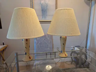 Very sweet table or bedside lamps in very good condition. Shades in pretty good shape. Asking $30 fo...