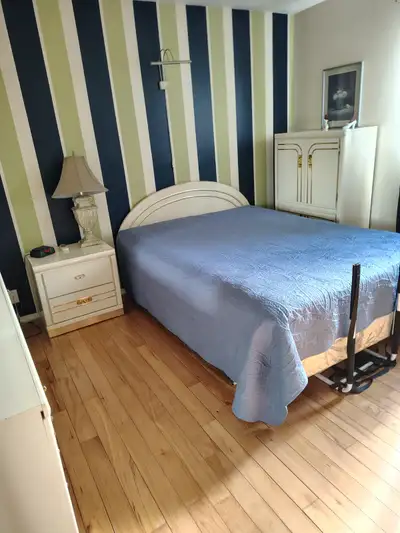 2 bedrooms each furnished with queen bed, dresser, night stand, small fridge. One also has a microwa...