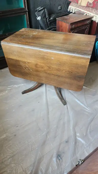 Vintage Dining Table Duncan Phyfe-Style Drop Leaf With Clawed, View more