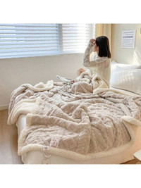 1pc Thick Flannel Blanket With High Value And Ab Double-sided Sh