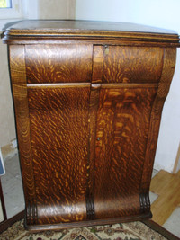 Sewing Machine Cabinet, Parlor, Tiger Oak, antique, no machine