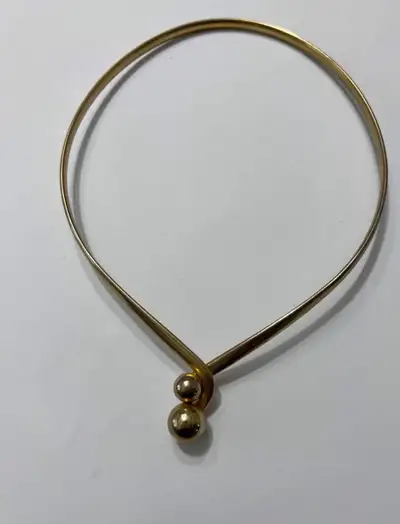 Vintage torque necklace twist lock gold balls choker style mod necklace