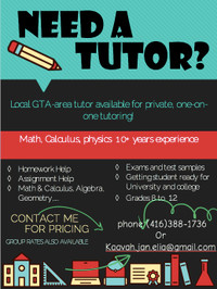 Tutoring class for Math/Calculus and sciences, physics, chem,Bio