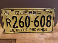 Plaque d’Immatriculation / License Plate - Quebec - 1974