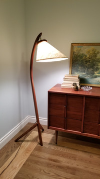 Mid Century Modern Teak Arc Floor Lamp