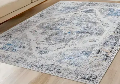 Area Rug: Ashen Lace in Ivory, Slate & Soft Petal Blush, View more
