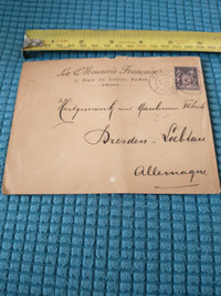 1895 postal cover, Paris to Dresden, Germany