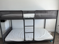 IKEA TUFFING bunk bed (full set) with 2  MEISTERVIKmattresses in