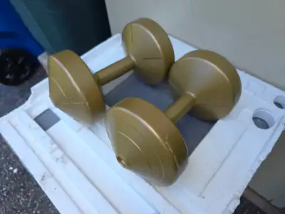 Two 10 lbs Plastic Dumbells Curling Weights, View more