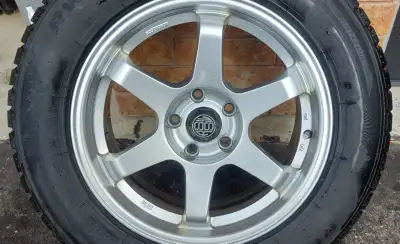 Rovelo RWS-677 winter tires with 17" RSSW alloy wheels, including splined lug nuts M12 x 1.25 pitch....