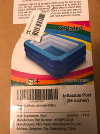 SUMMER CLEARANCE - NEW XFlated 58 Inch Inflatable Kiddie Pool