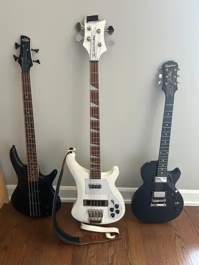 Bass guitars and electric guitar, View more