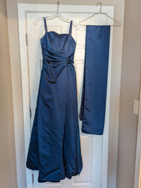 Midnight blue formal dress with beaded bodice