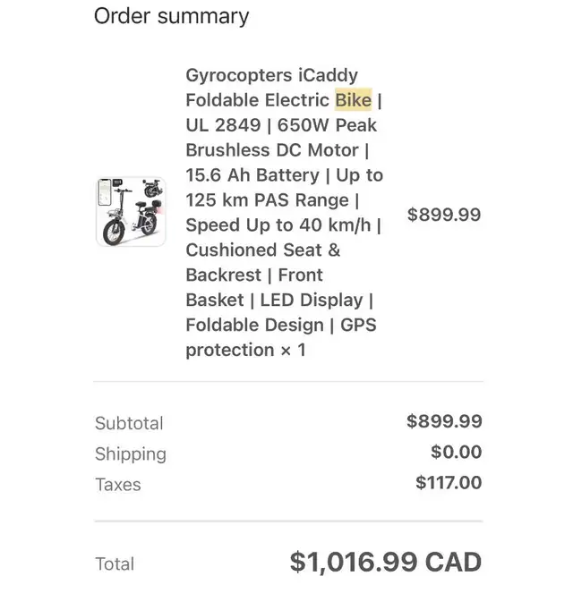 Self-use iCaddy Foldable Electric Bike - Great Condition! in eBike in Oshawa / Durham Region - Image 4