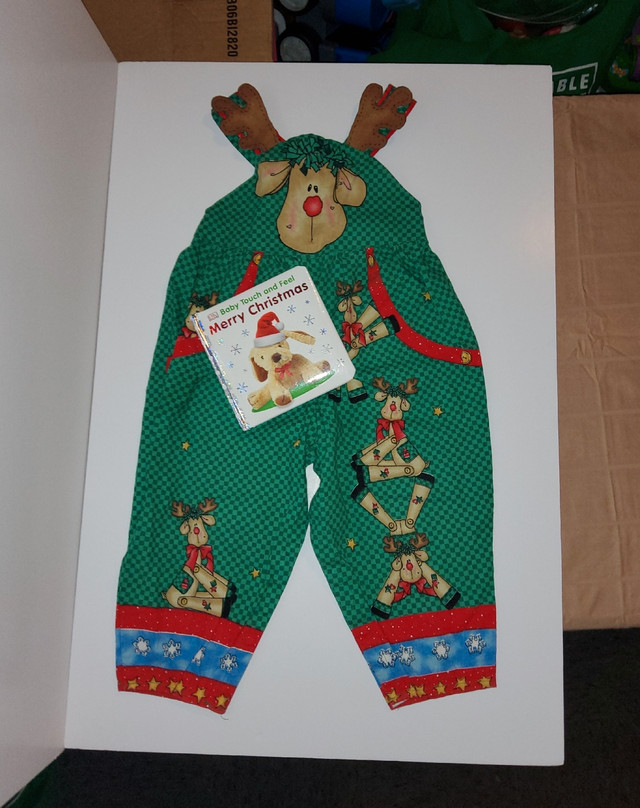 Baby Toddler Reindeer Overalls,Xmas Book &amp; Elf Socks in Multi-item in Truro