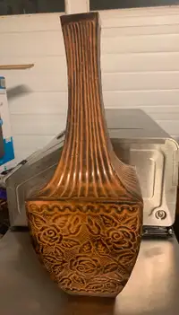 19 1/4” high x 7 1/4” wide, Metal, Made in India, Tall Vase, $10