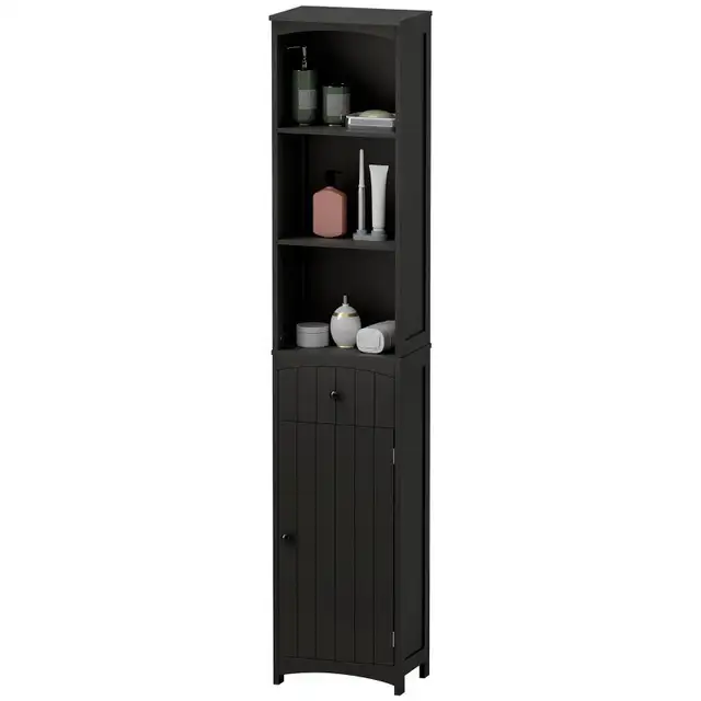 Black 67" Tall Bathroom Cabinet Storage Organizer, Tall Cabinet  in Bookcases & Shelving Units in Markham / York Region - Image 11