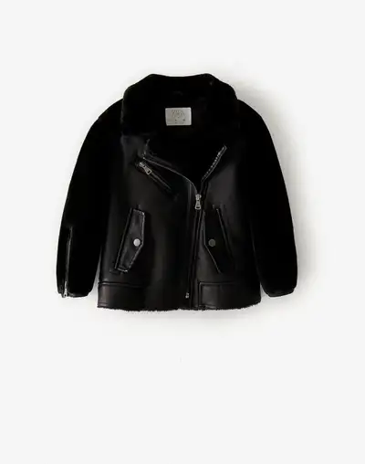 Zara Girls Faux Shearling Biker Jacket (7T), View more