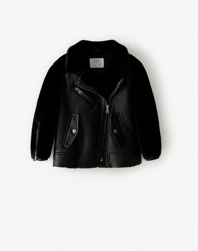 Zara Girls Faux Shearling Biker Jacket (7T) in Kids & Youth in City of Toronto